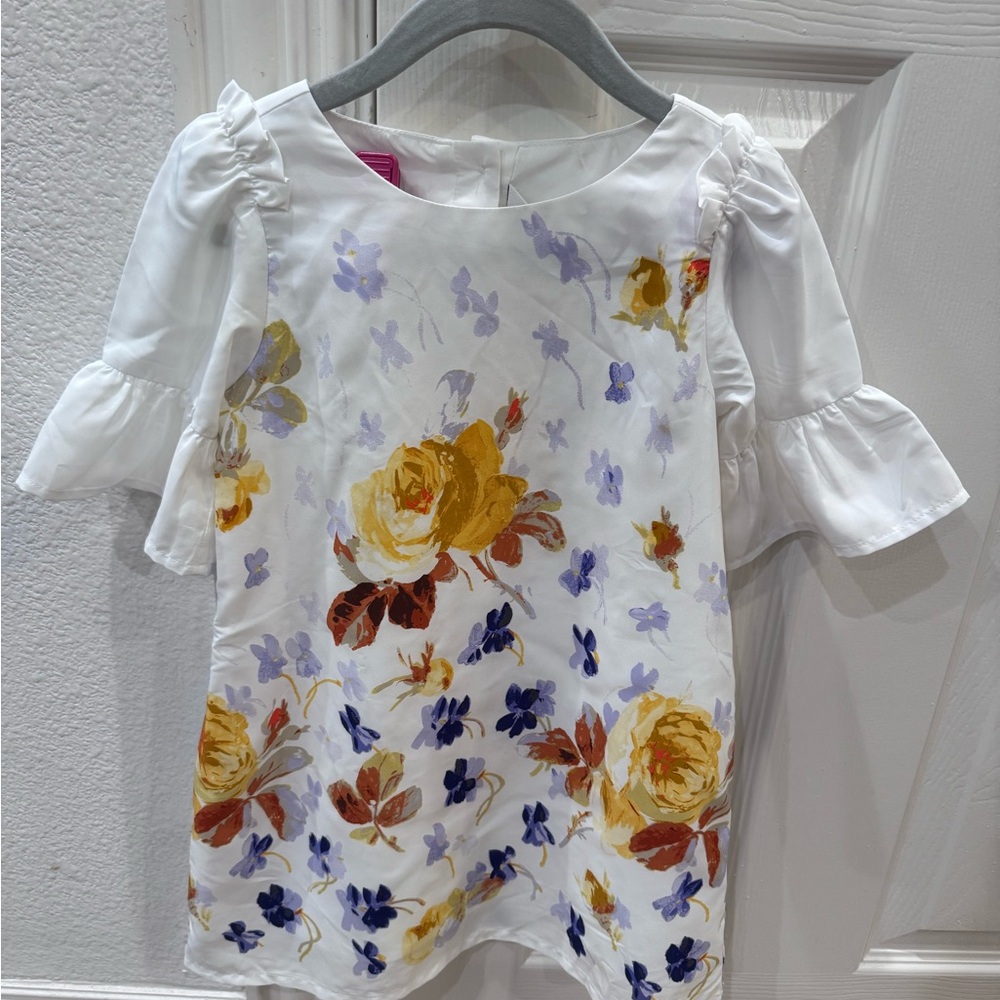 Janie & Jack Floral Dress with Ruffled Sleeves